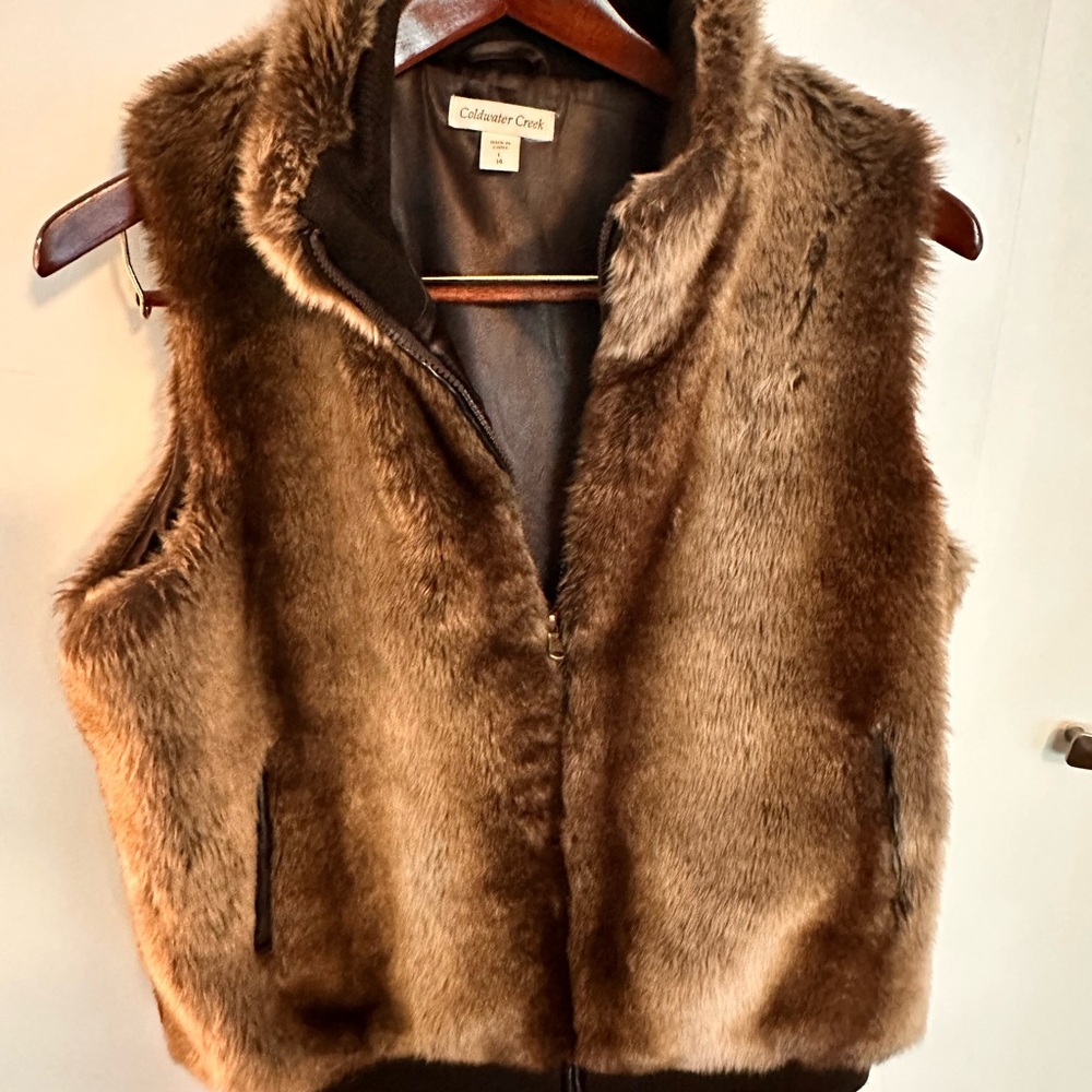 Coldwater Creek Women's Faux Fur Vest - Chestnut Brown